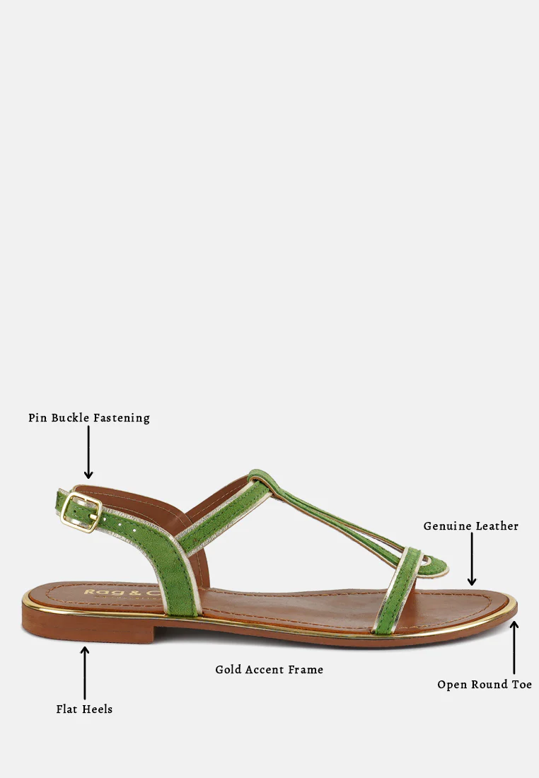 FEODORA Green Flat Slip-on Sandals - Image 8