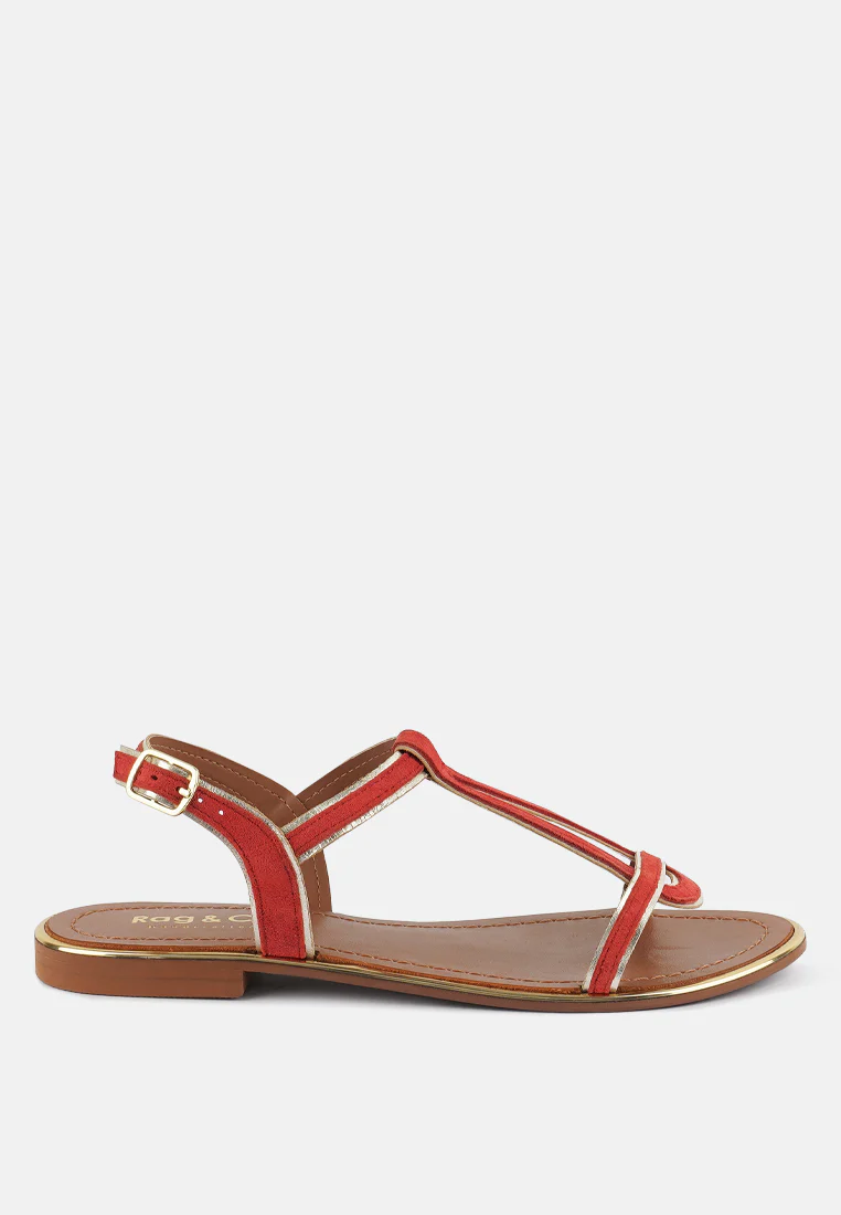 FEODORA Red Flat Slip-on Sandals - Image 2