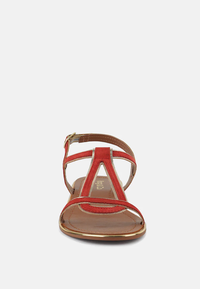 FEODORA Red Flat Slip-on Sandals - Image 3