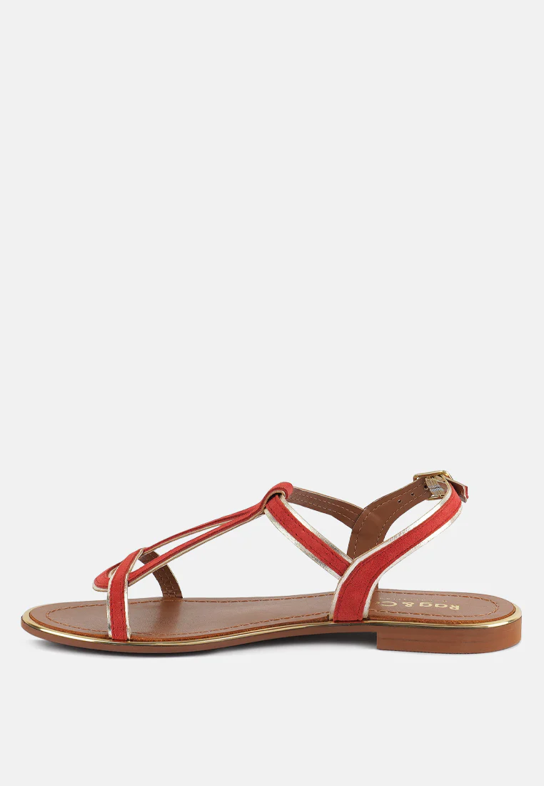 FEODORA Red Flat Slip-on Sandals - Image 4