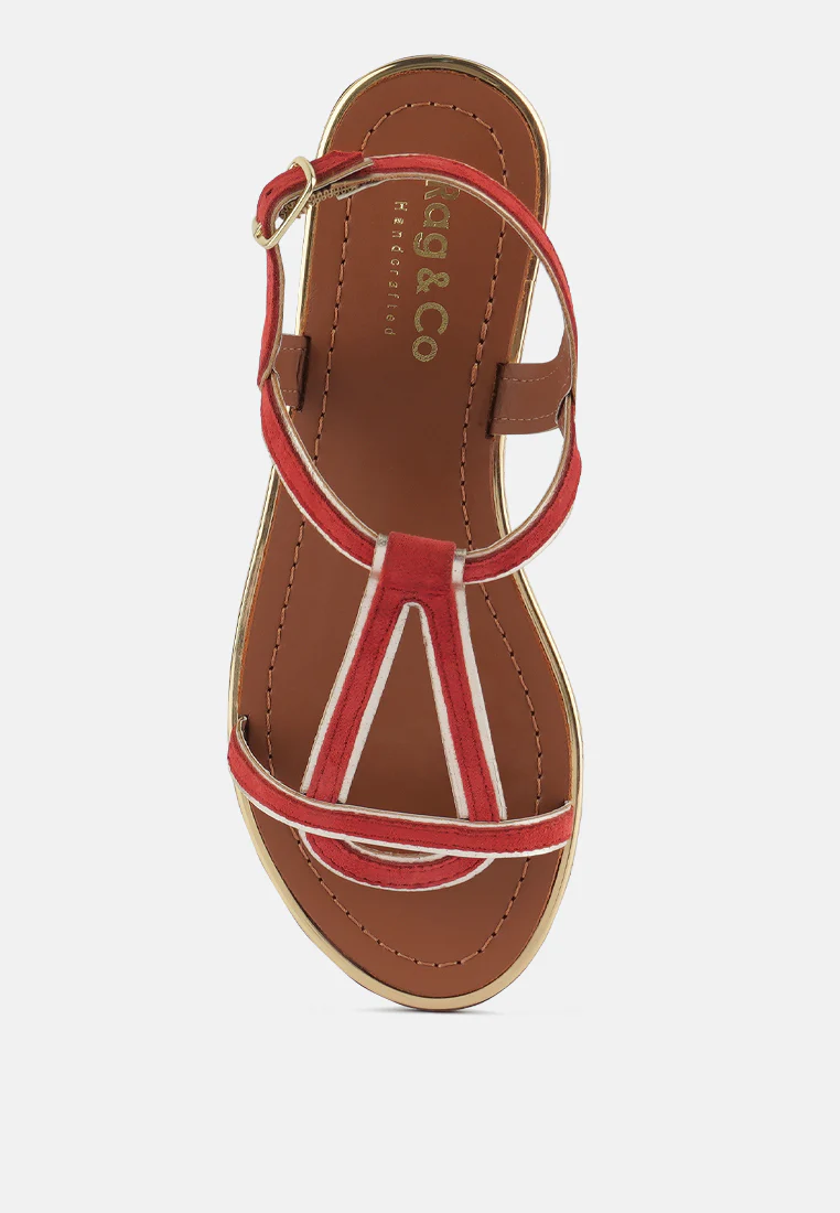 FEODORA Red Flat Slip-on Sandals - Image 6