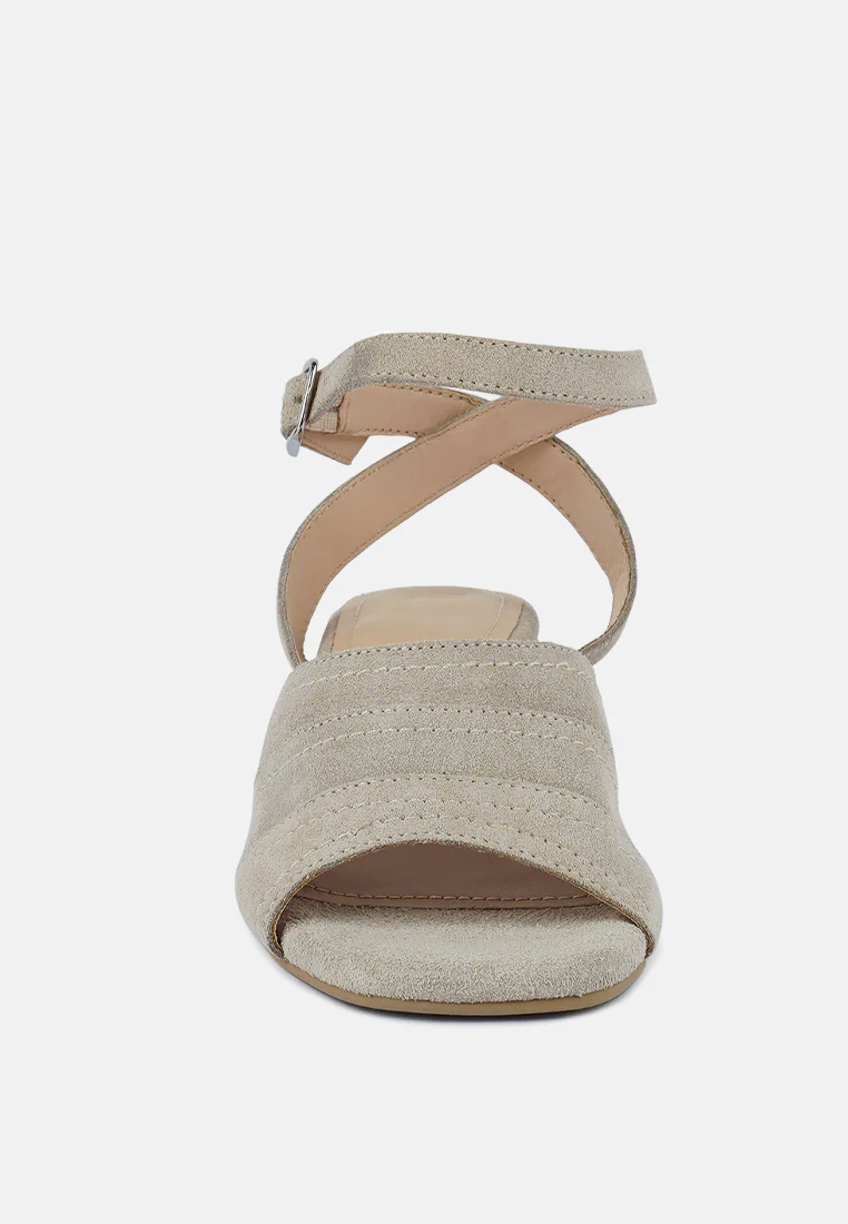 SIGRID Fine Suede Block Heeled Sandal in Nude - Image 3