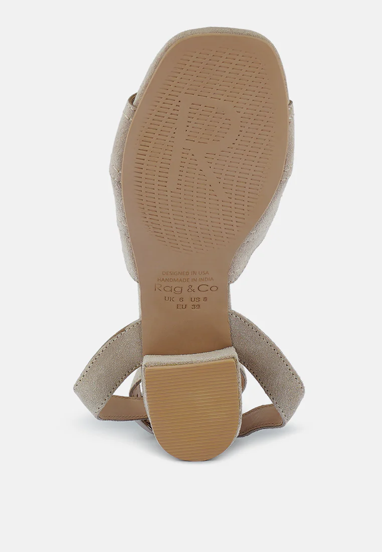 SIGRID Fine Suede Block Heeled Sandal in Nude - Image 7