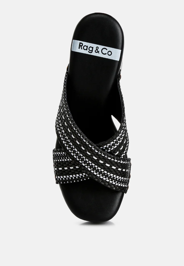 FInley Raffia High Block Heel Clogs In Black - Image 6