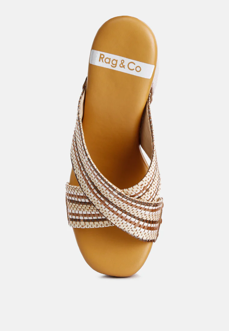 FInley Raffia High Block Heel Clogs In Tan - Image 6