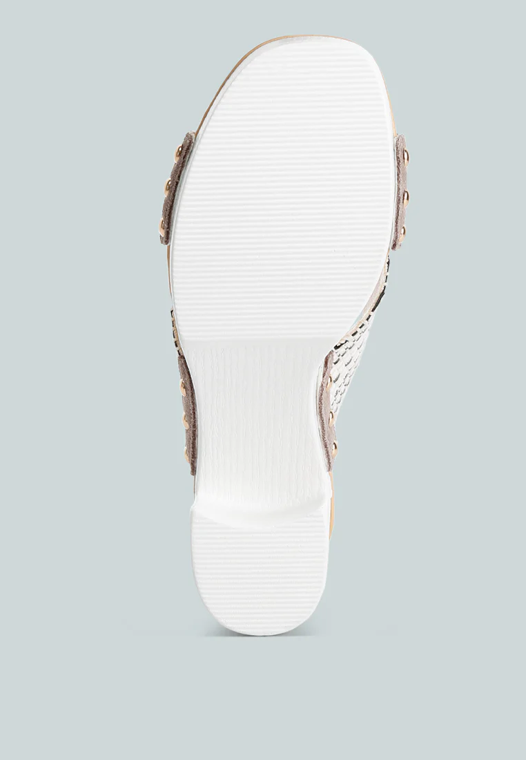 FInley Raffia High Block Heel Clogs In White - Image 7