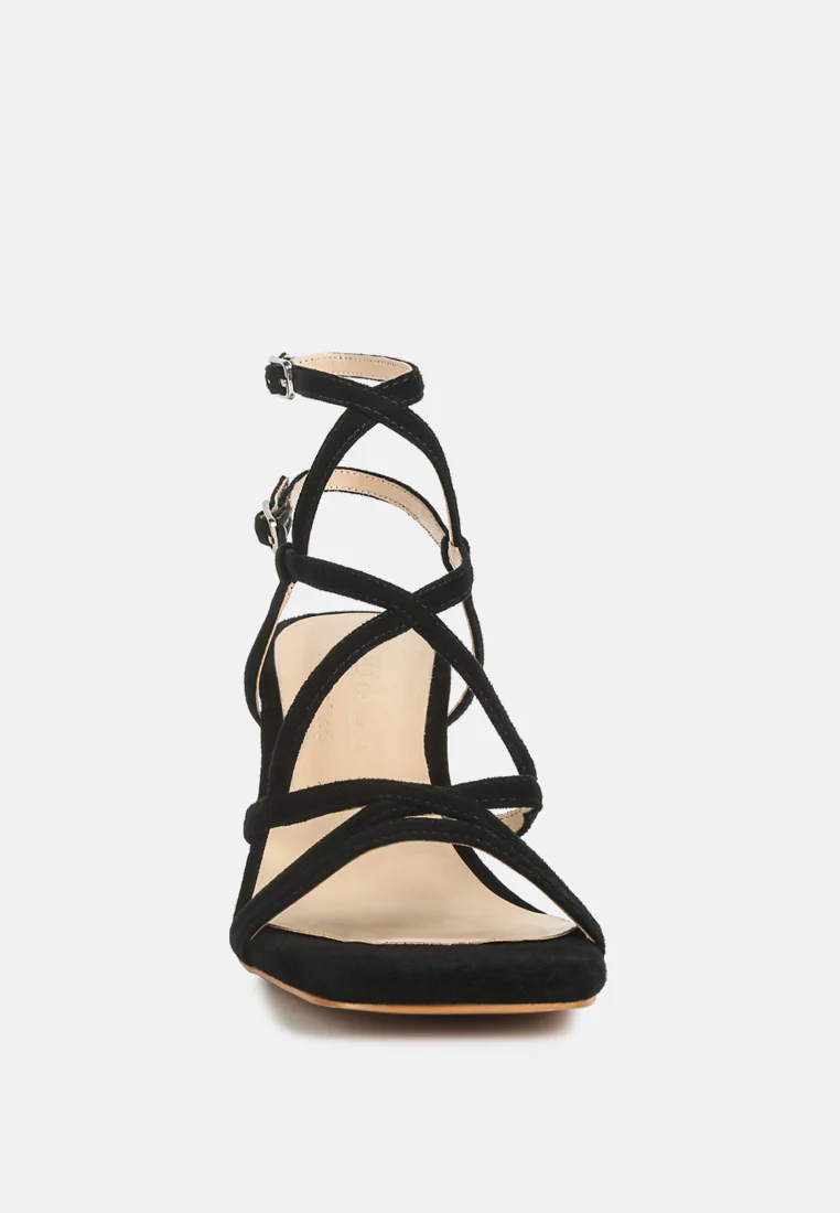 FIORELLA Black Strappy Block Heel Sandals - Image 3