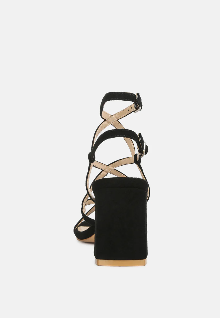 FIORELLA Black Strappy Block Heel Sandals - Image 5