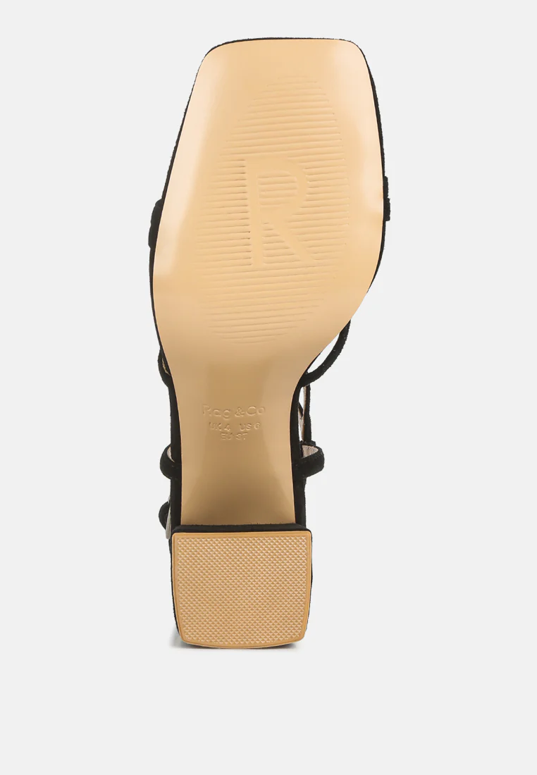 FIORELLA Black Strappy Block Heel Sandals - Image 7