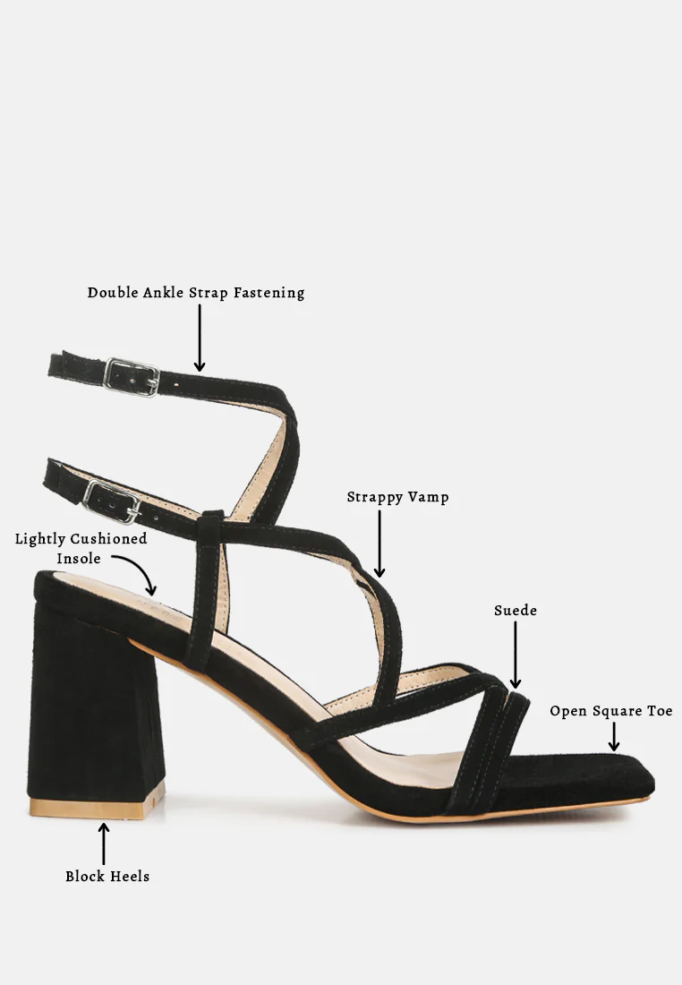FIORELLA Black Strappy Block Heel Sandals - Image 8
