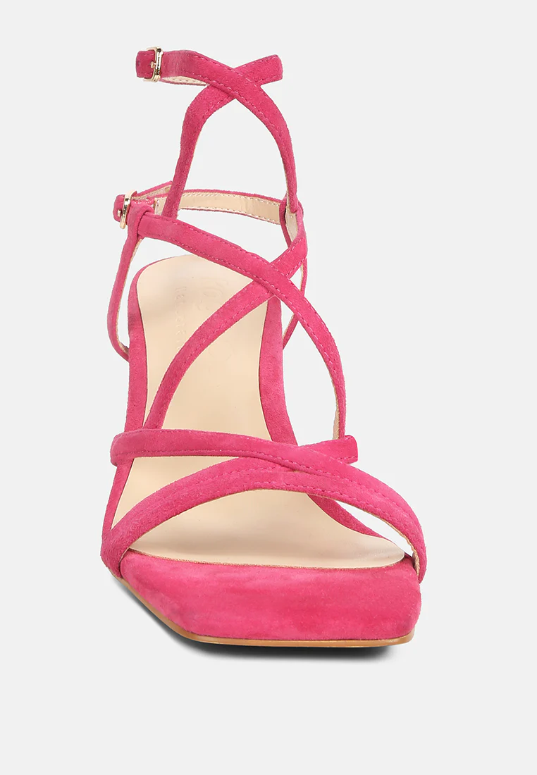 FIORELLA Fuchsia Strappy Block Heel Sandals - Image 3