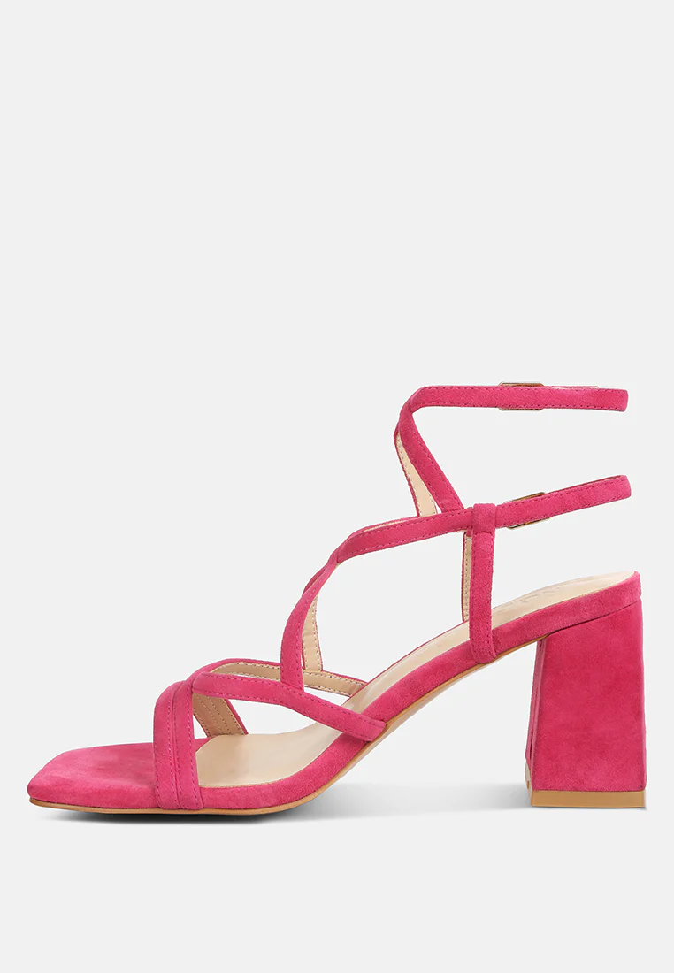 FIORELLA Fuchsia Strappy Block Heel Sandals - Image 4