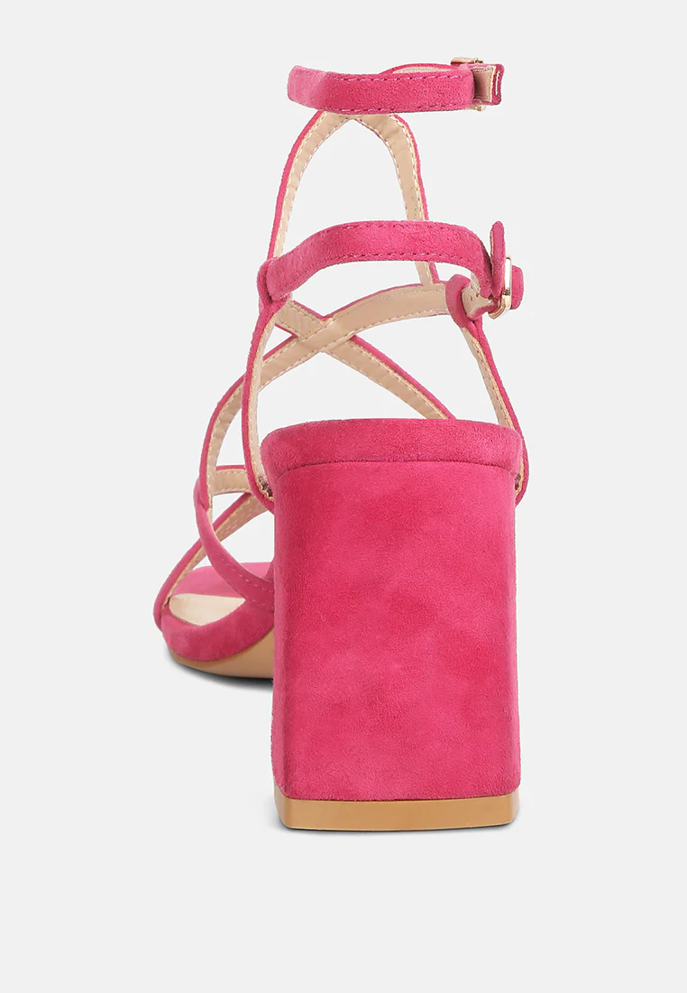 FIORELLA Fuchsia Strappy Block Heel Sandals - Image 5