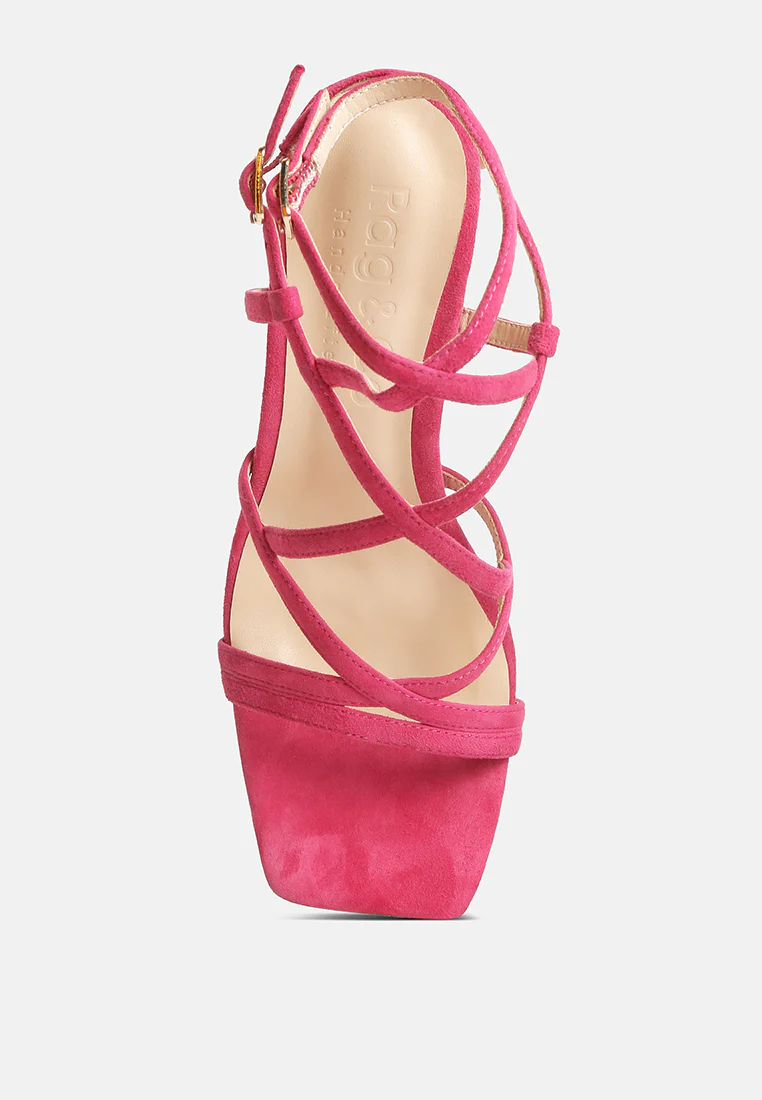 FIORELLA Fuchsia Strappy Block Heel Sandals - Image 6