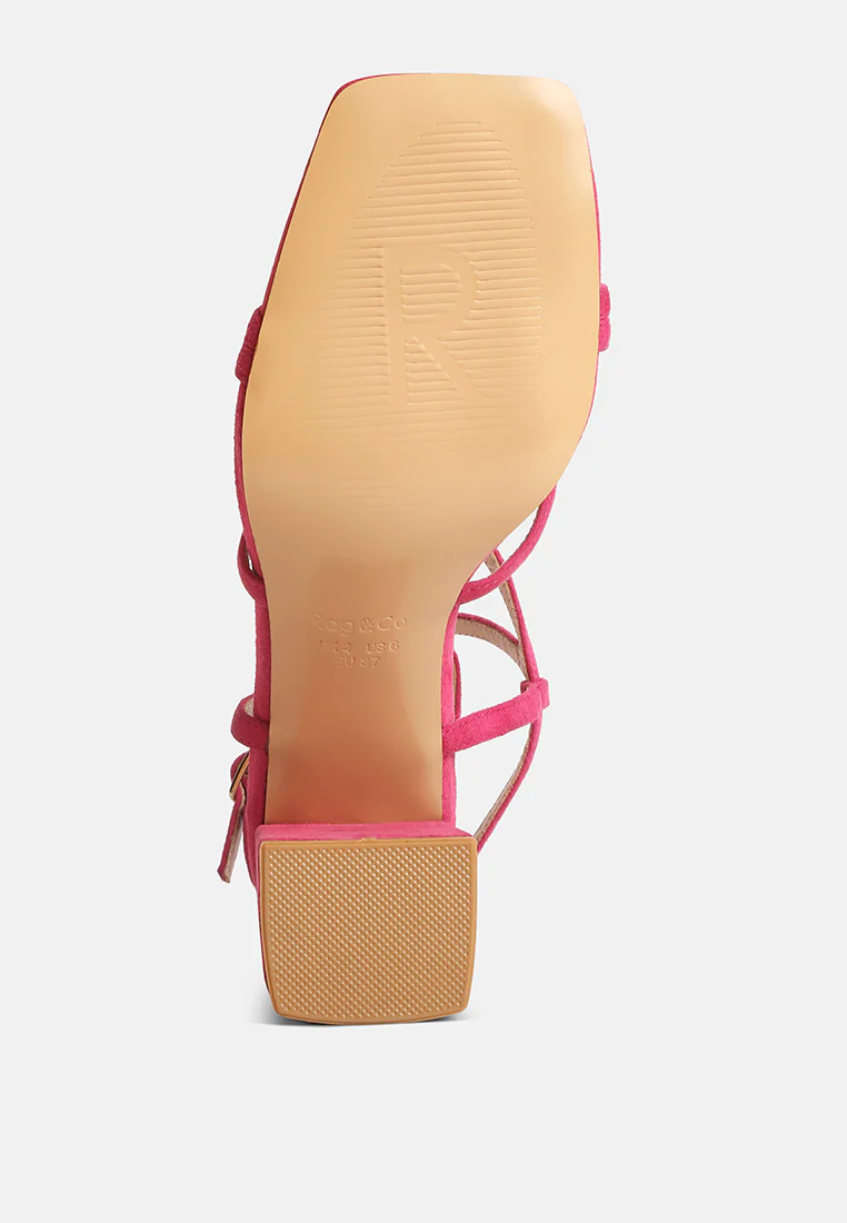 FIORELLA Fuchsia Strappy Block Heel Sandals - Image 7