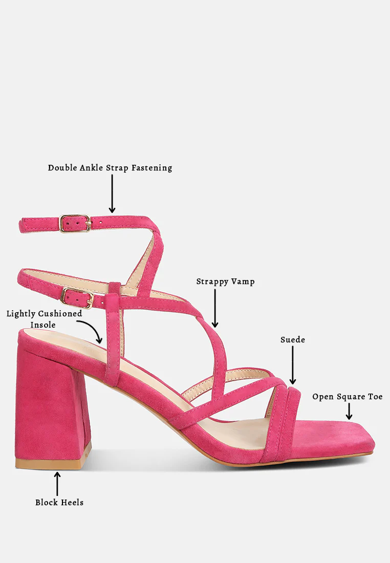 FIORELLA Fuchsia Strappy Block Heel Sandals - Image 8