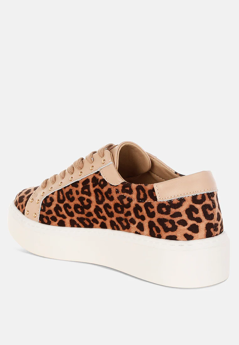 Flippin Studded Leopard Print Chunky Sneakers - Image 4