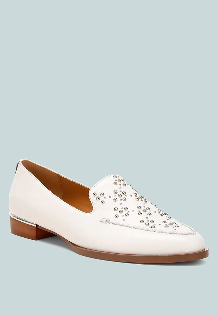 Gabassi Studded Genuine Leather Loafers - Image 2