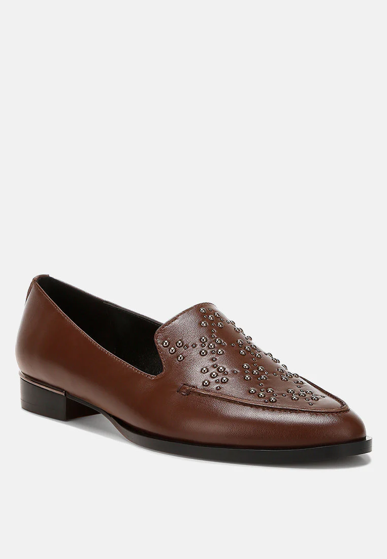 Gabassi Studded Genuine Leather Loafers - Image 7