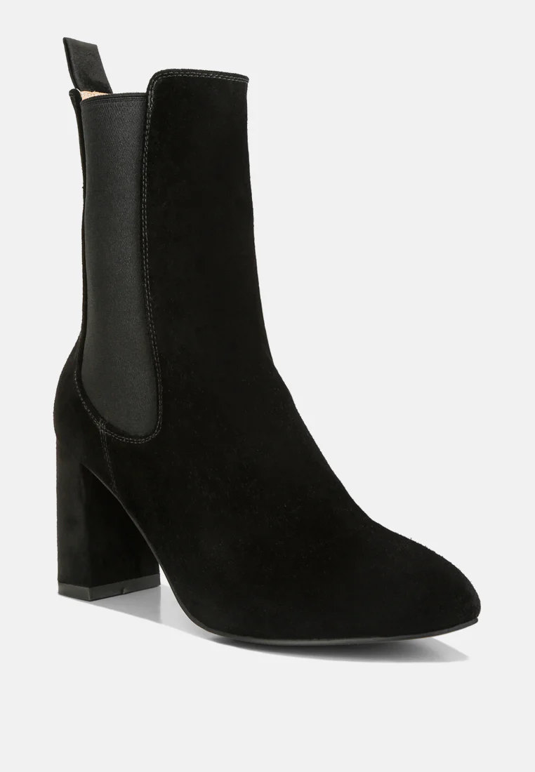 Gaven Suede High Ankle Chelsea Boots In Black - Image 2