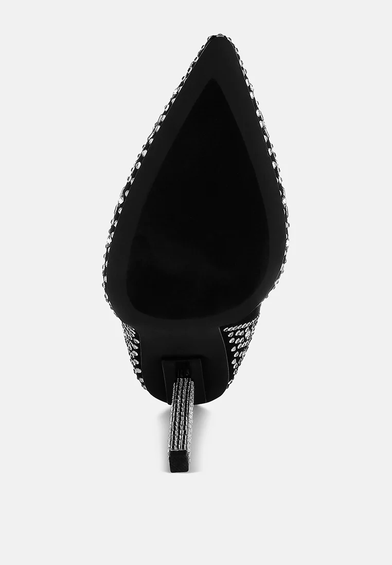 Gem Blaze Patterned Rhinestones Detail Stiletto Boots - Image 5
