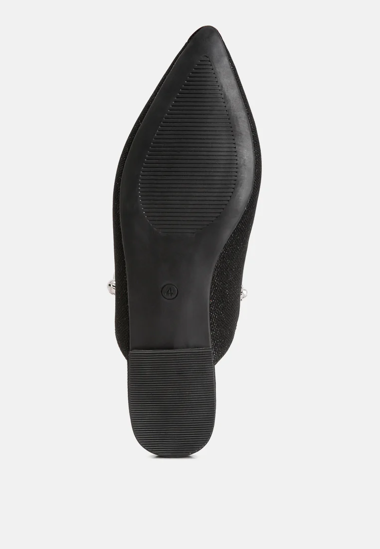 GEODE Pearl Embellished Slip On Mules in Black - Image 7