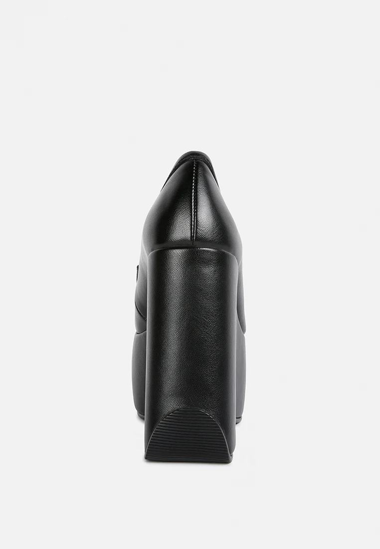 GILLIAM Black High Platform Wedge Loafers - Image 5