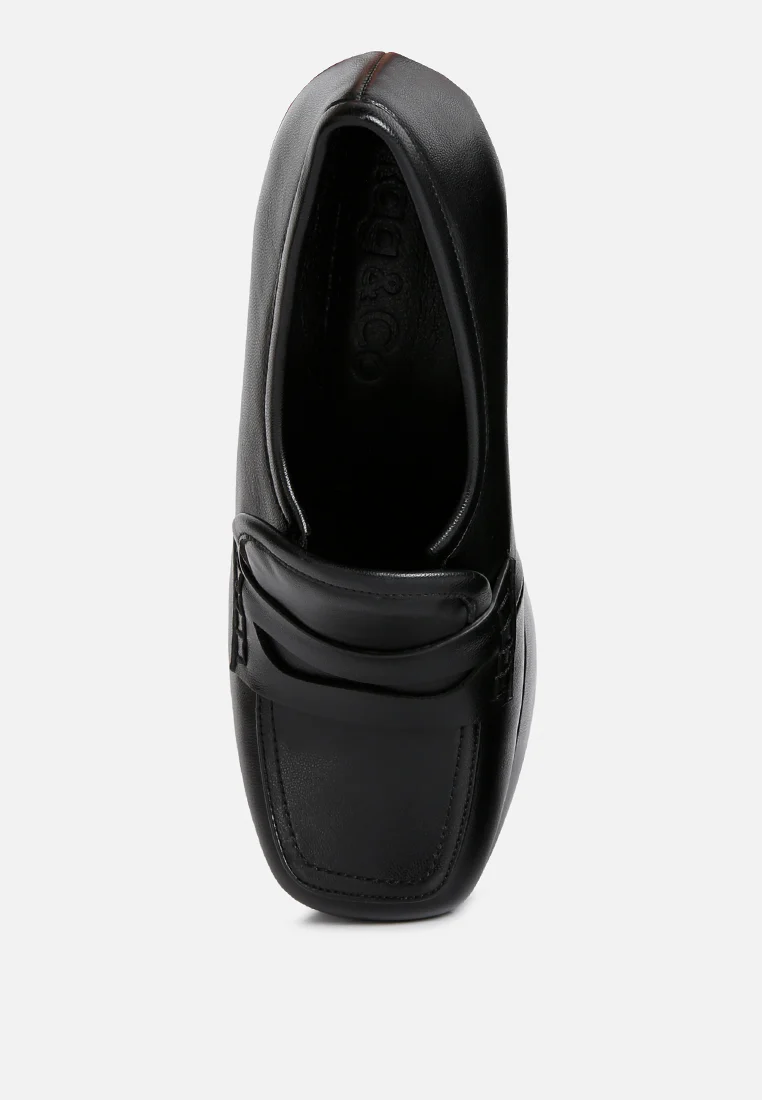 GILLIAM Black High Platform Wedge Loafers - Image 6