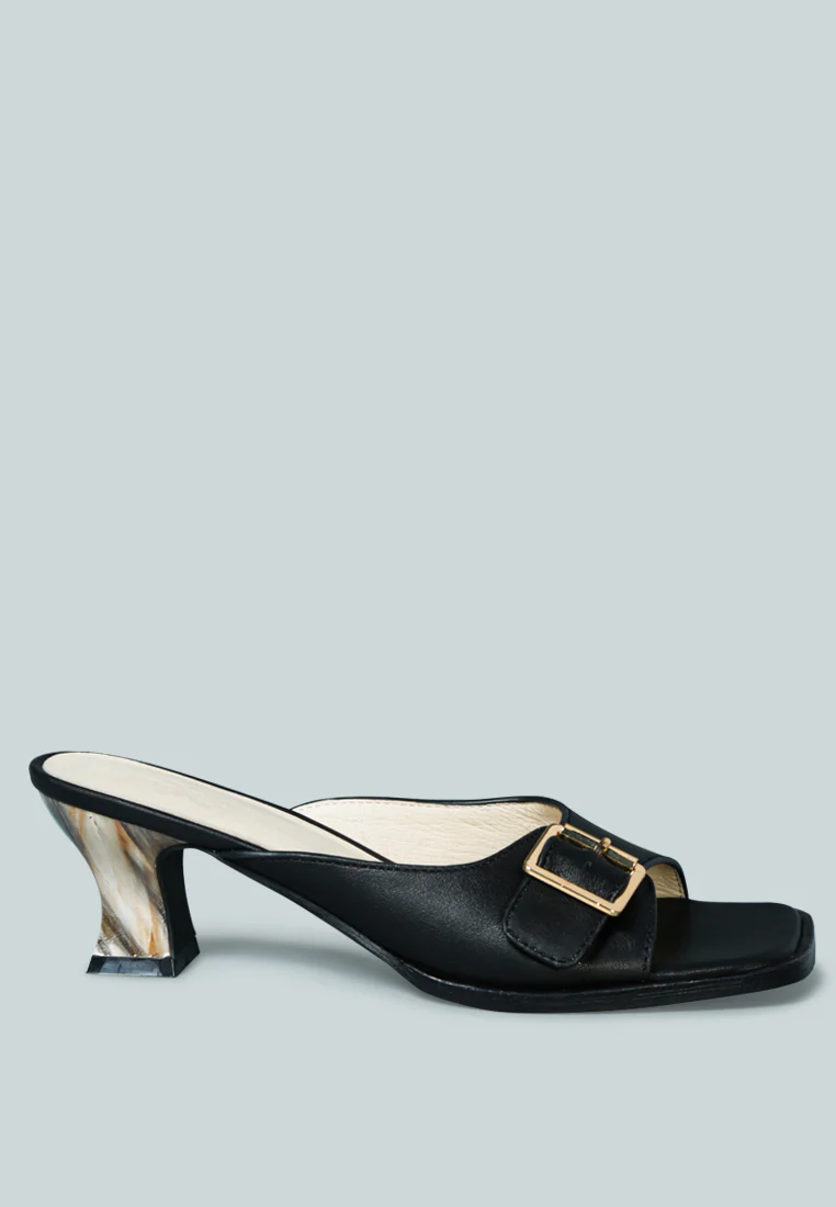 GOMEZ-ART-NOUVEAU Leather Slip-On Sandal in Black - Image 2