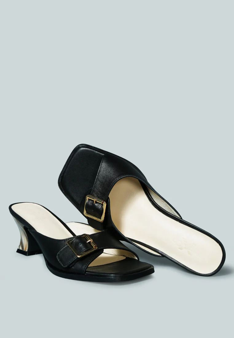 GOMEZ-ART-NOUVEAU Leather Slip-On Sandal in Black - Image 3