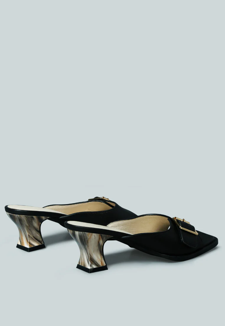 GOMEZ-ART-NOUVEAU Leather Slip-On Sandal in Black - Image 4