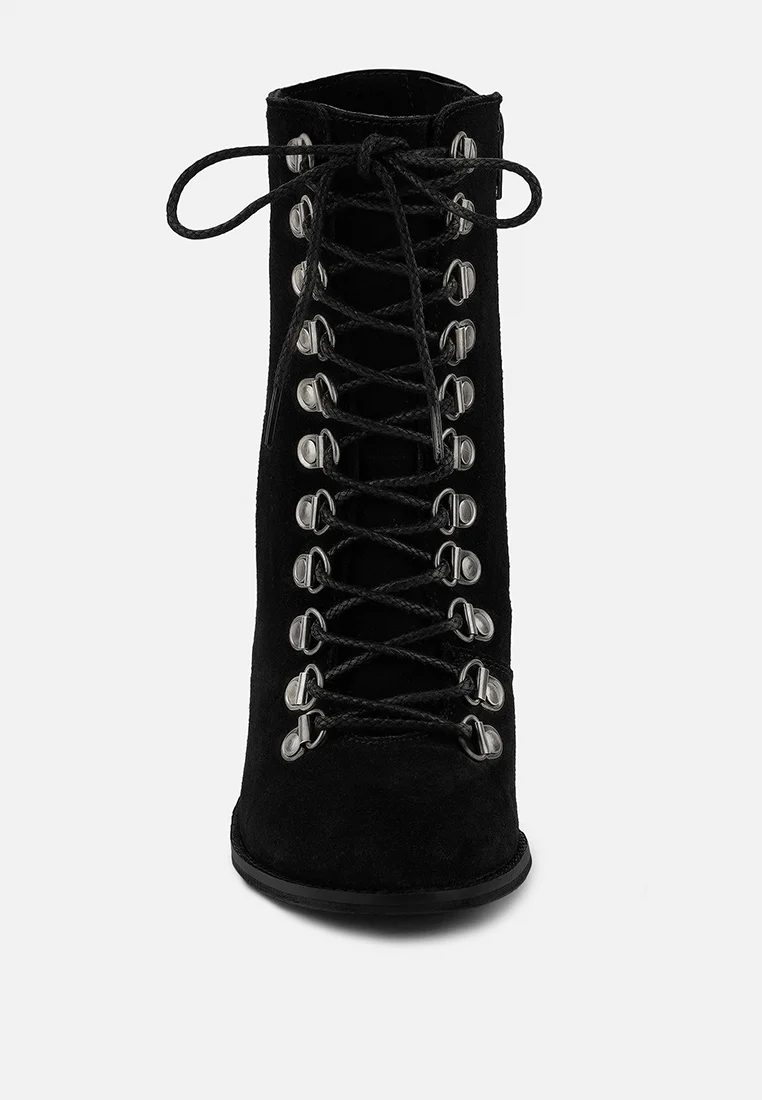 GOOSE-FEATHER Antique Black High Heeled Ankle Boot - Image 3