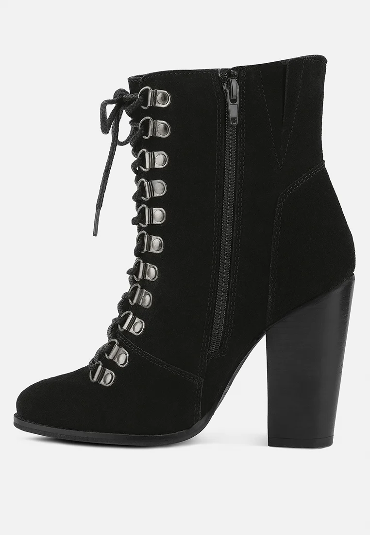 GOOSE-FEATHER Antique Black High Heeled Ankle Boot - Image 4