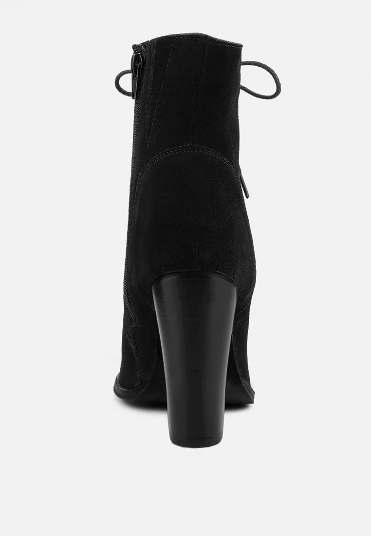 GOOSE-FEATHER Antique Black High Heeled Ankle Boot - Image 5