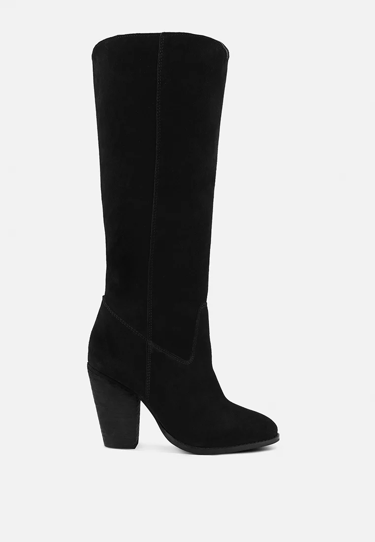 GREAT-STORM Black Suede Leather Calf Boots - Image 3