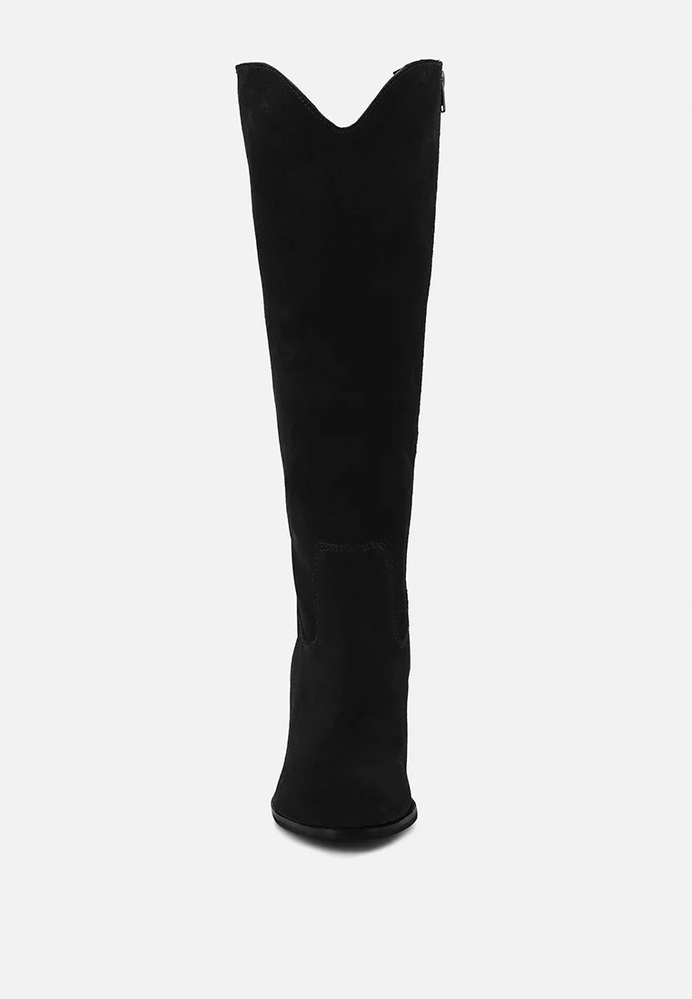 GREAT-STORM Black Suede Leather Calf Boots - Image 4