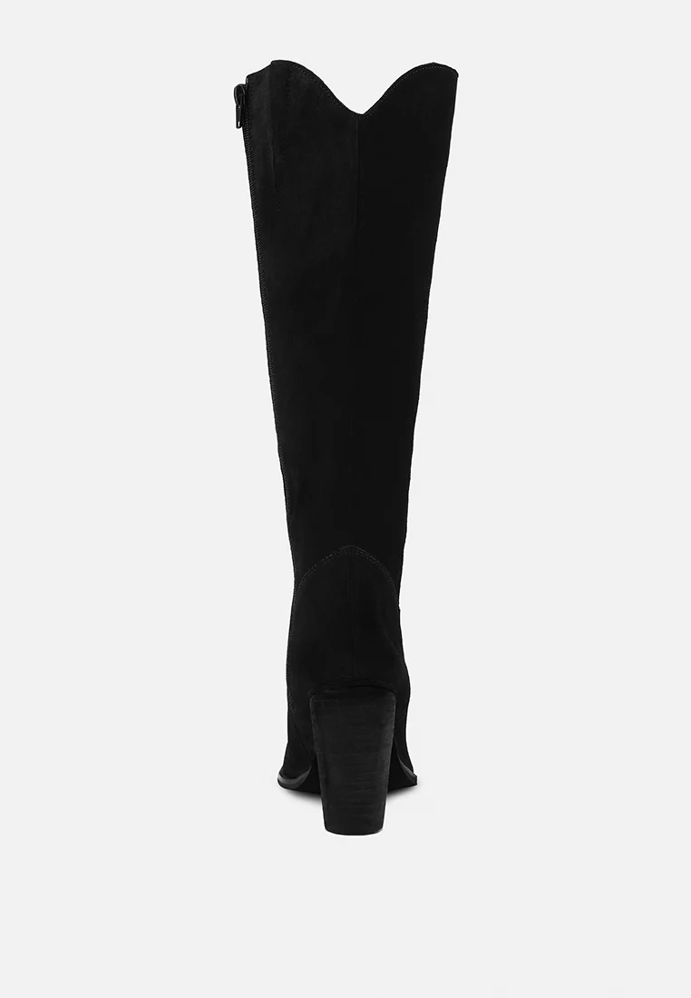 GREAT-STORM Black Suede Leather Calf Boots - Image 6
