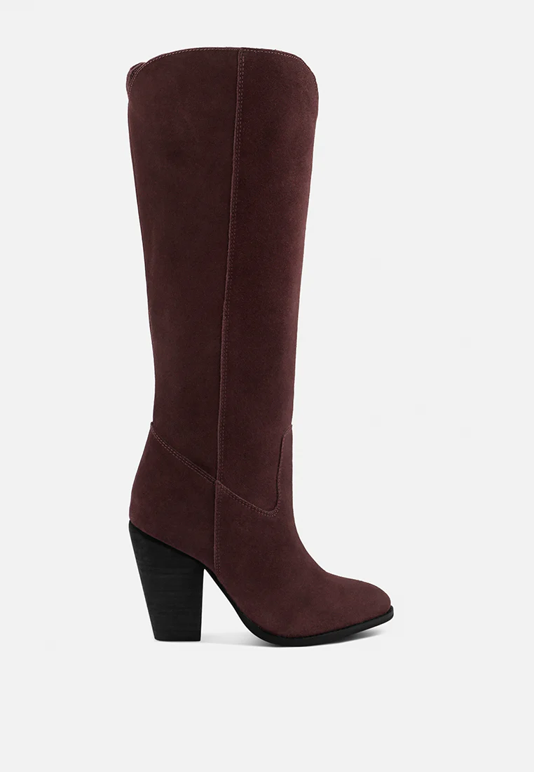 GREAT-STORM Burgundy Suede Leather Calf Boots - Image 2