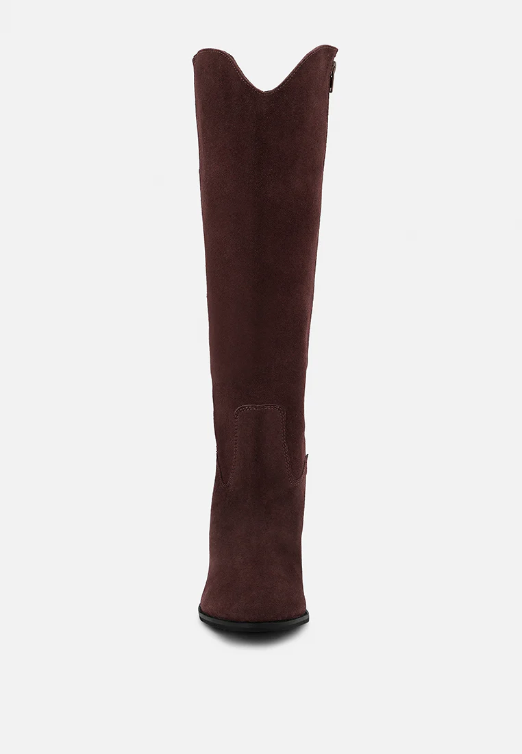 GREAT-STORM Burgundy Suede Leather Calf Boots - Image 3
