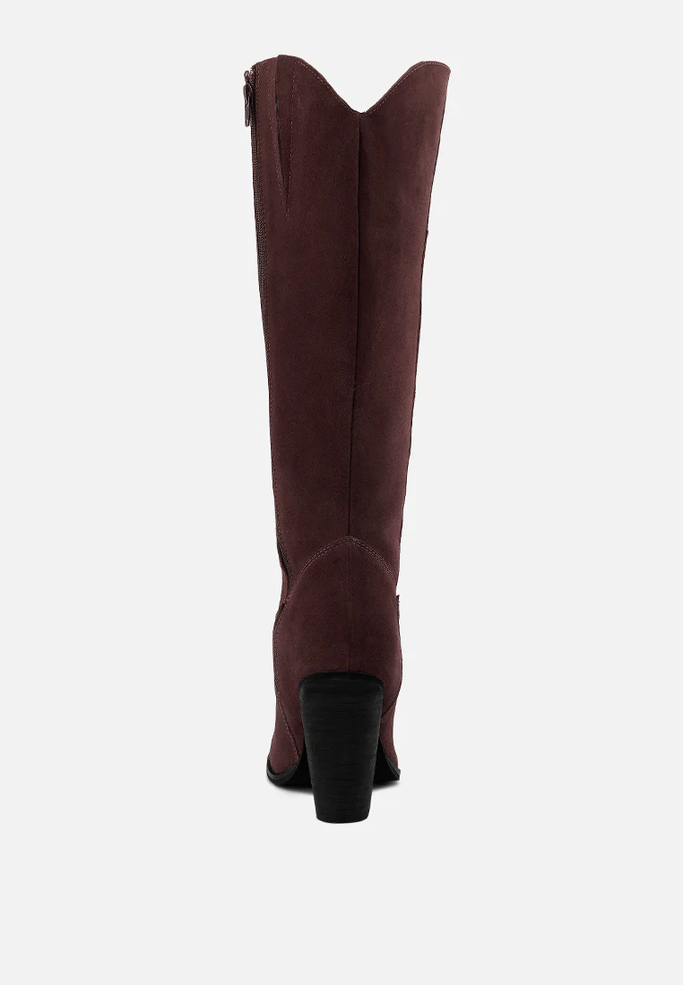 GREAT-STORM Burgundy Suede Leather Calf Boots - Image 5