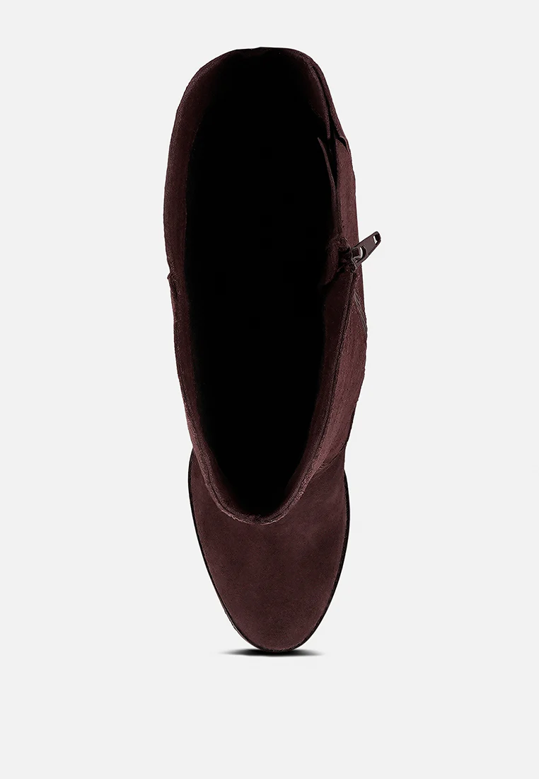 GREAT-STORM Burgundy Suede Leather Calf Boots - Image 6