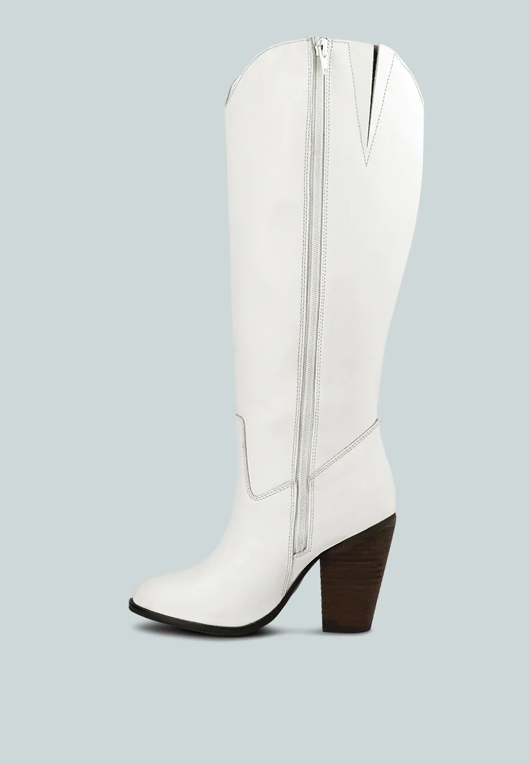 GREAT-STORM White Leather Calf Boots - Image 5