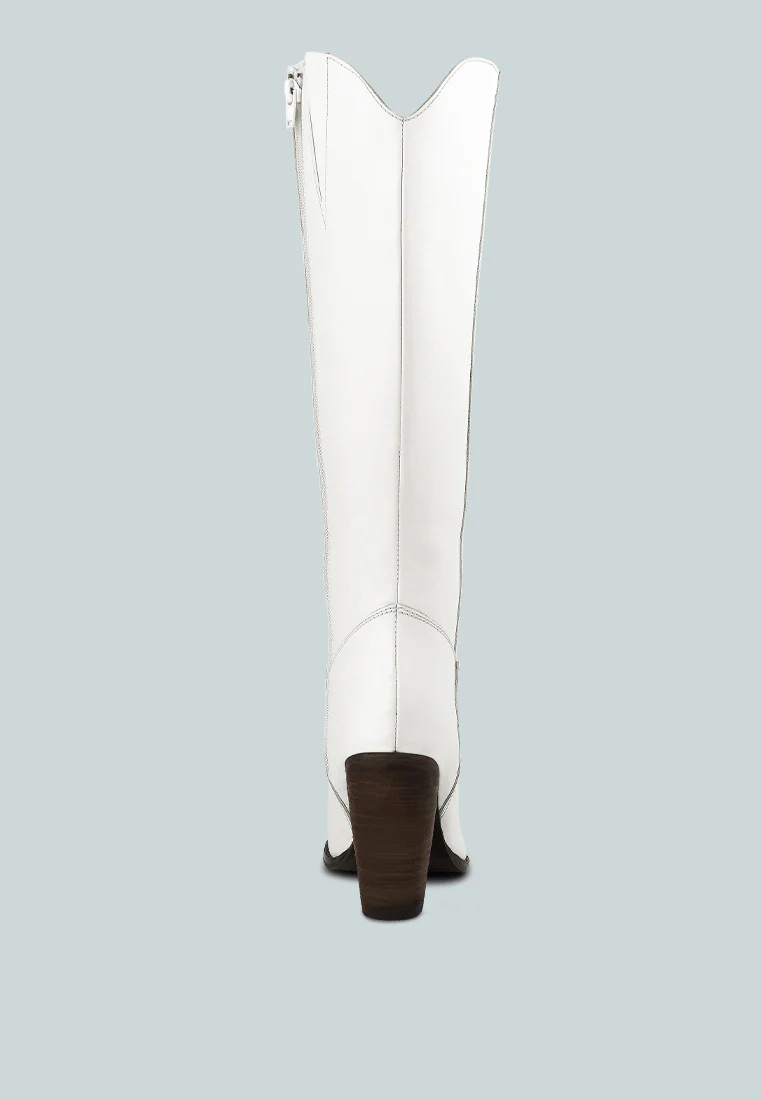 GREAT-STORM White Leather Calf Boots - Image 6