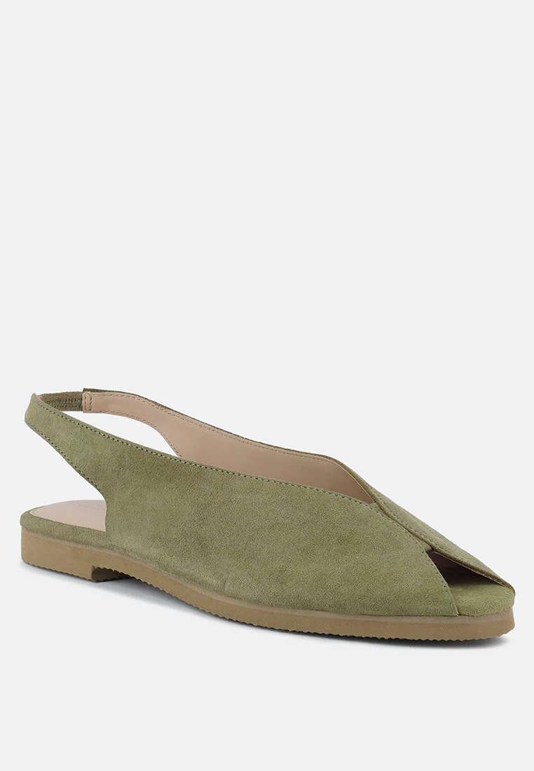 GRETCHEN Green Slingback Flat Sandals - Image 2