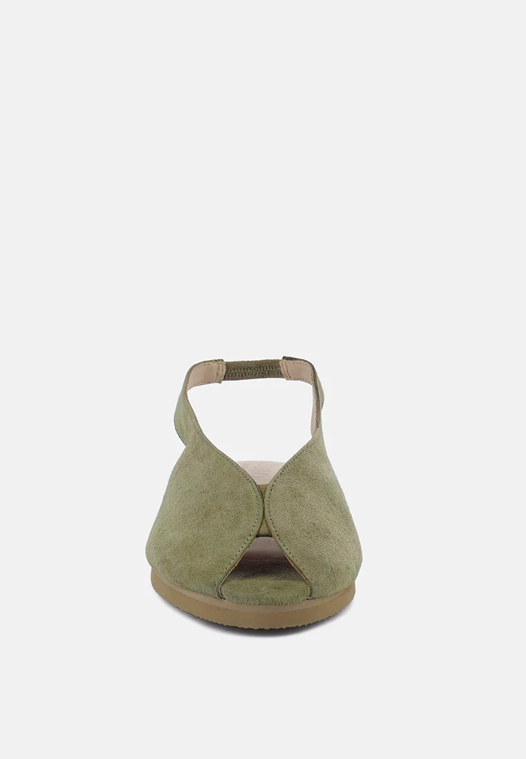 GRETCHEN Green Slingback Flat Sandals - Image 3