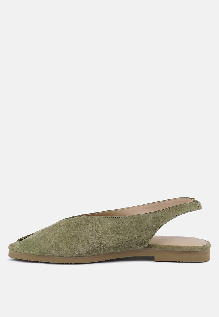 GRETCHEN Green Slingback Flat Sandals - Image 4