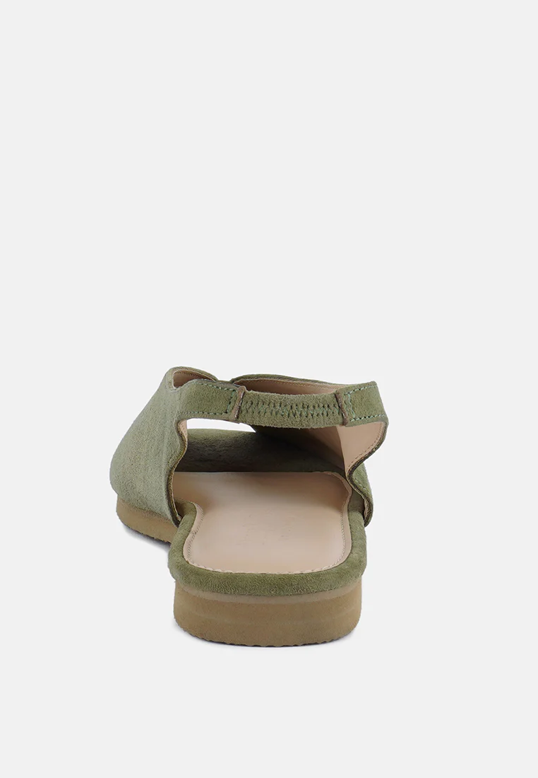 GRETCHEN Green Slingback Flat Sandals - Image 5