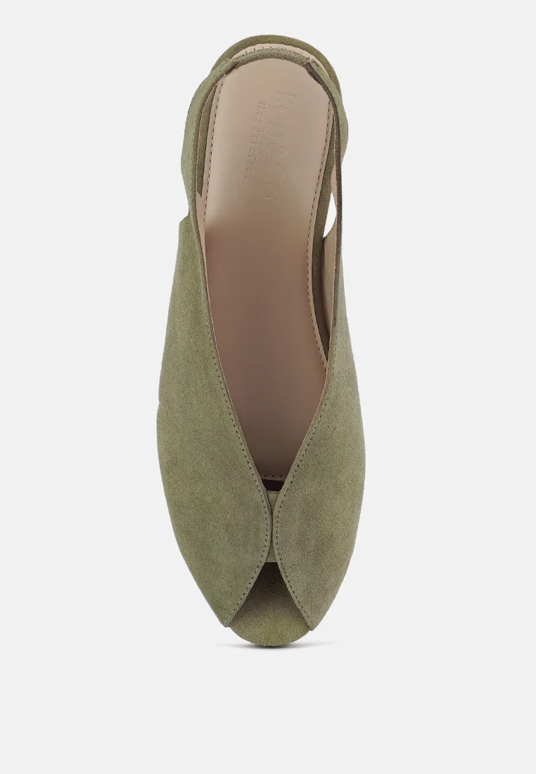 GRETCHEN Green Slingback Flat Sandals - Image 6
