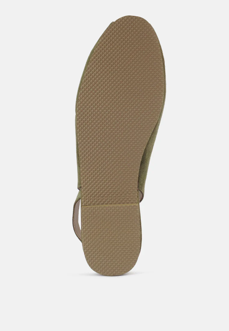 GRETCHEN Green Slingback Flat Sandals - Image 7