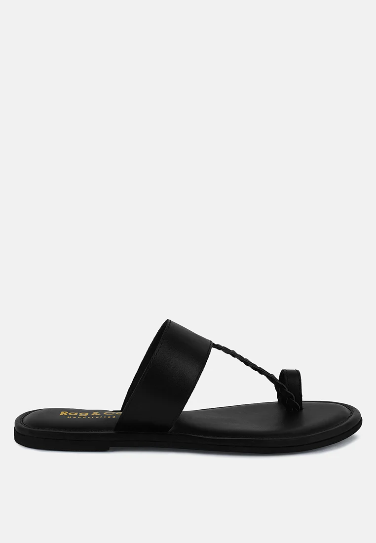 HARRIS Black Toe Ring Braided Slip Ons - Image 2